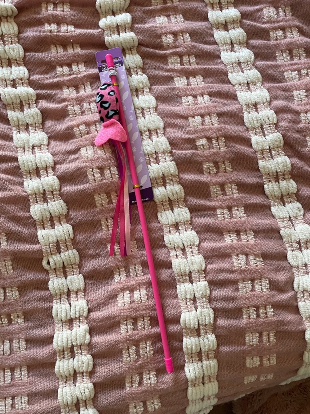 Pink fish cat wand toy